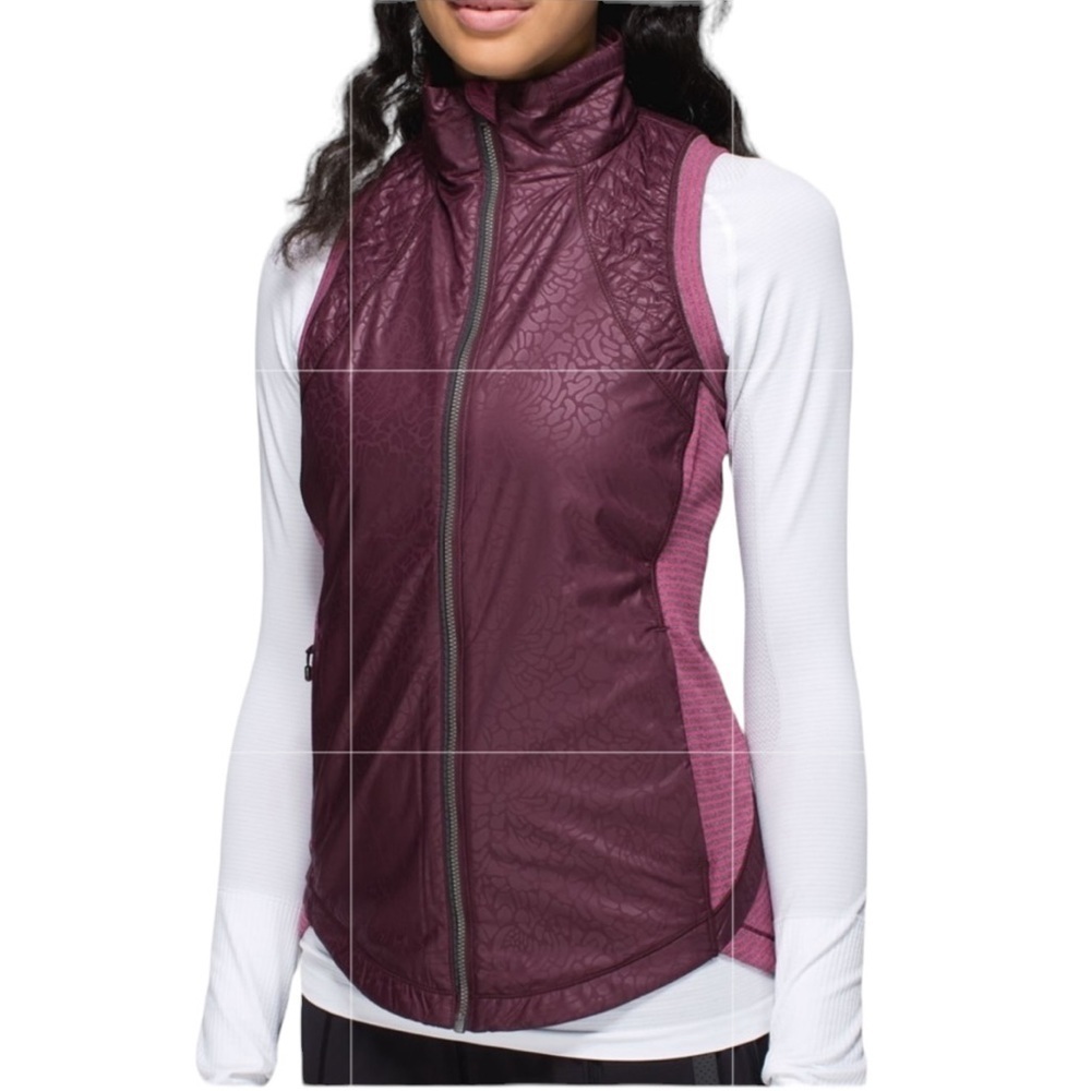 Lululemon Rebel Runner Vest Petal Camo Embossed Bordeaux Drama Size 6